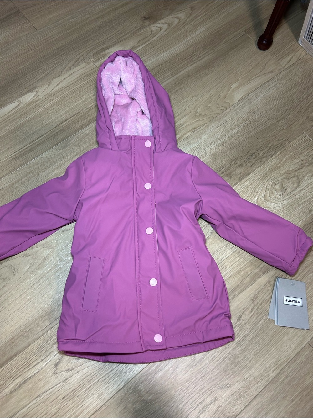 Hunter Girls' Purple-Pink Hooded Rain Jacket